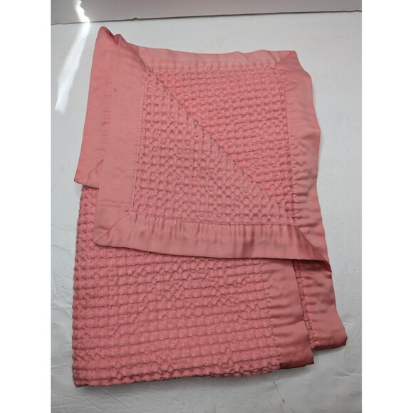 🍁 3/$20 Cloud Island Pink Girly Waffle Knit Satin Trim 2021 Baby Blanket - Picture 1 of 5